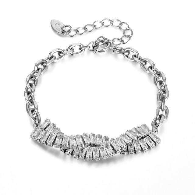 Cubic zirconia chain bracelet