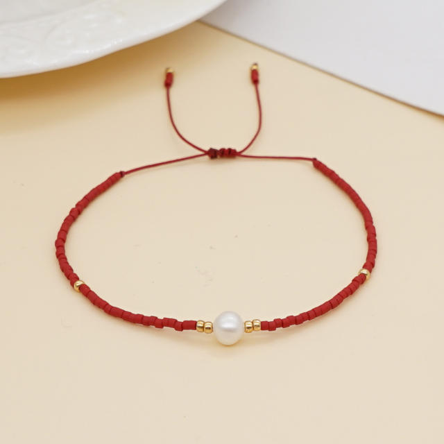 Miyuki bead and pearl bracelet