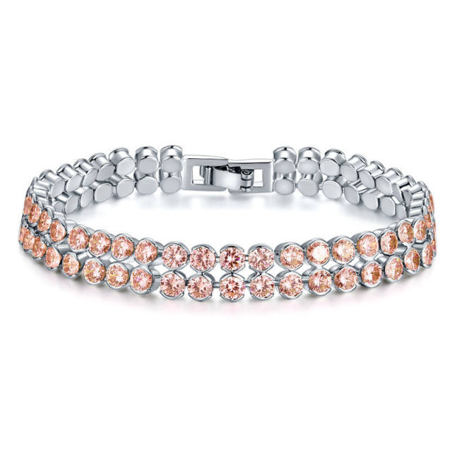 Double layers cubic zirconia bracelet 19cm