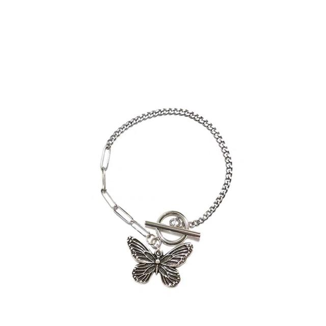 Stainless butterfly charm bracelet