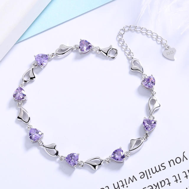 Sterling silver heart chain bracelet
