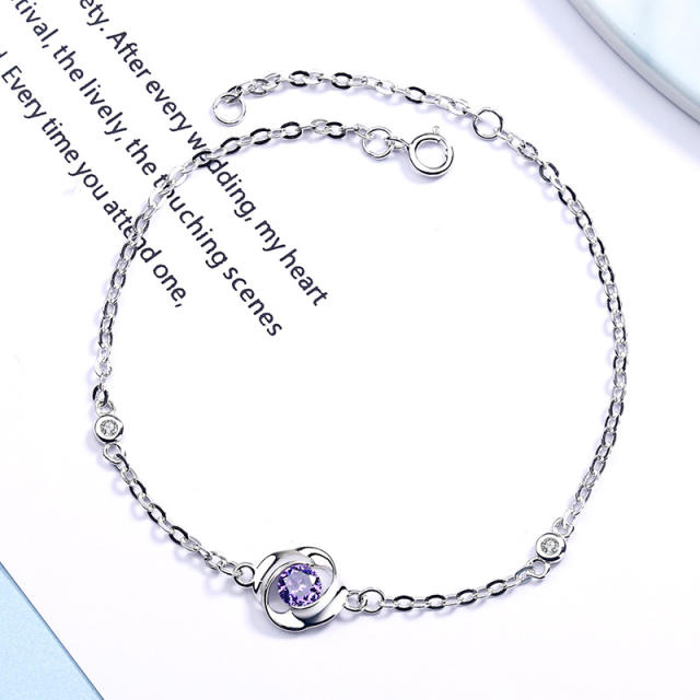 Sterling silver rose chain bracelet