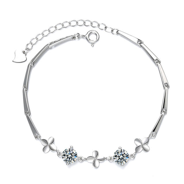 Sterling silver clover chain bracelet