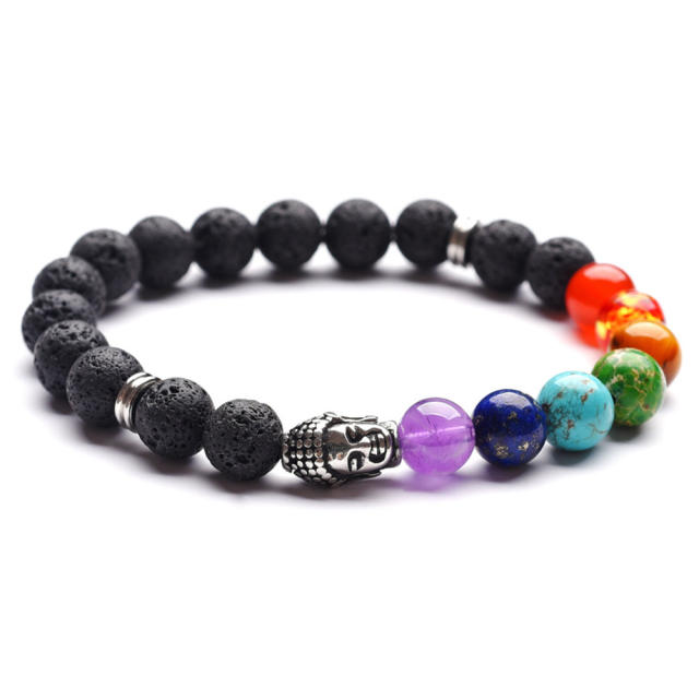 lava buddha head 7 chakra bracelet