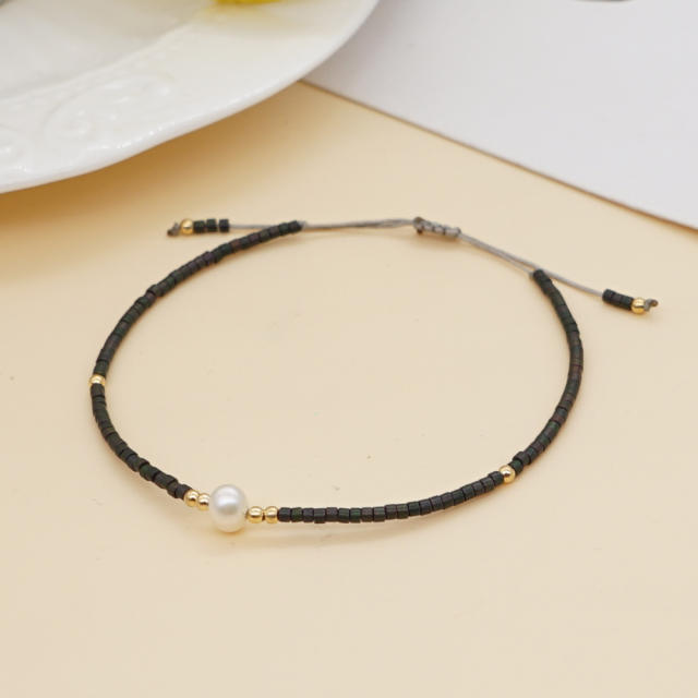 Miyuki bead and pearl bracelet