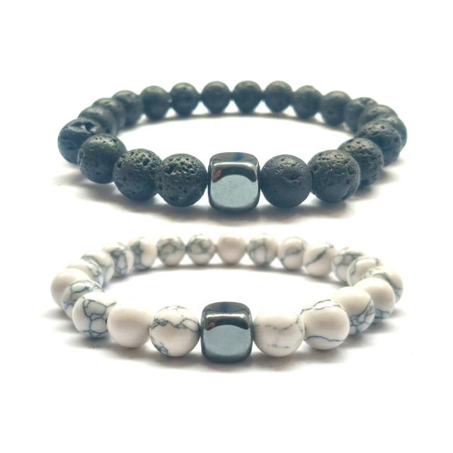 Natural stone turquoise beads couple bracelet