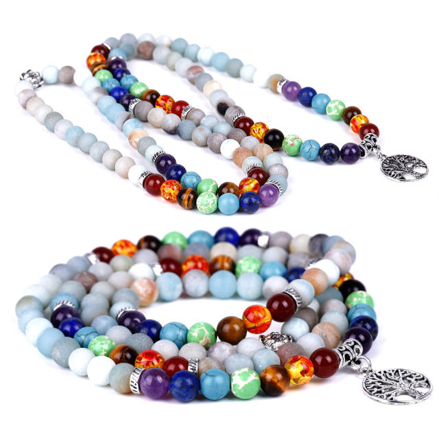 Lucky tree Amazon stone agate chakra bead bracelet