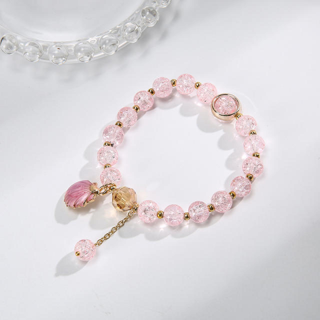 Star shell pendant crystal beads bracelet