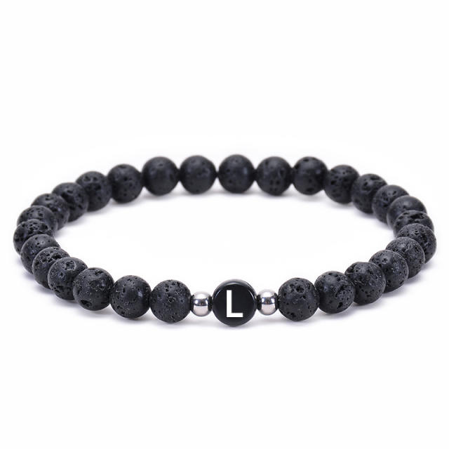 Letter lava beads bracelet