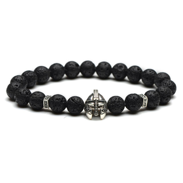 Helmet lava beads couple bracelet