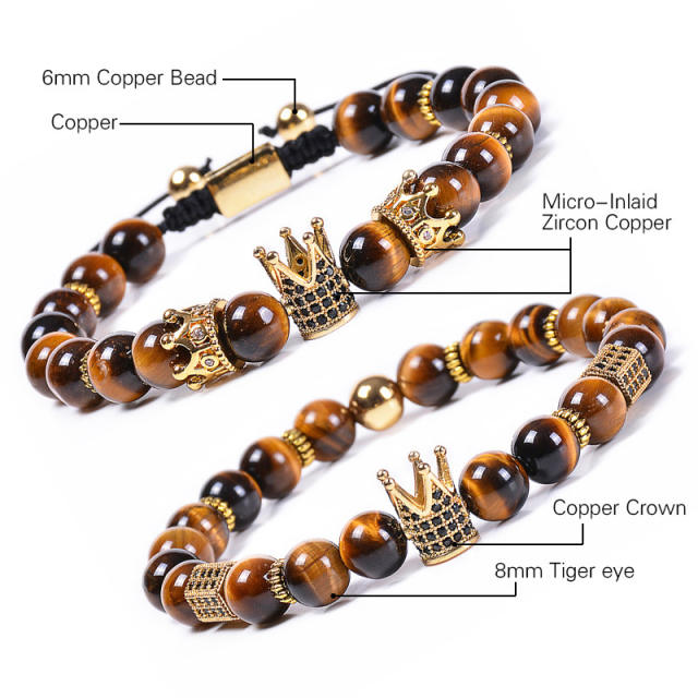 Crown Tigereye bead bracelet