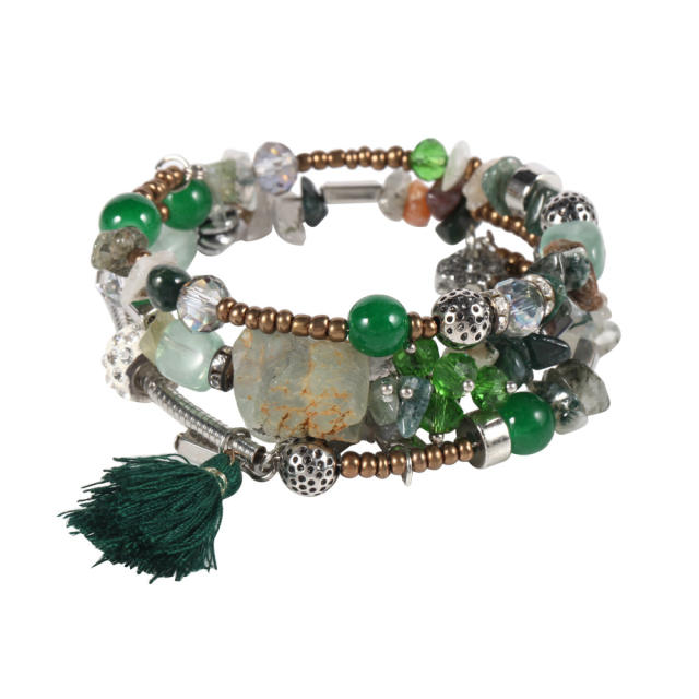 Crystal turquoise agate beads bracelet Bohemian
