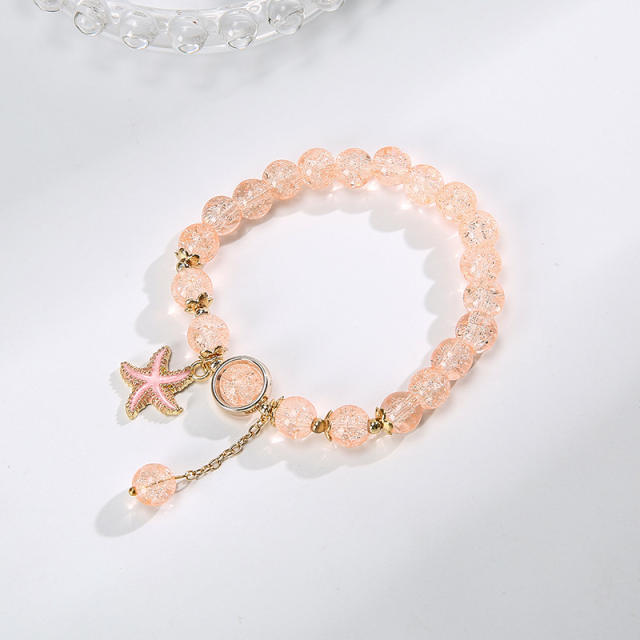 Star shell pendant crystal beads bracelet