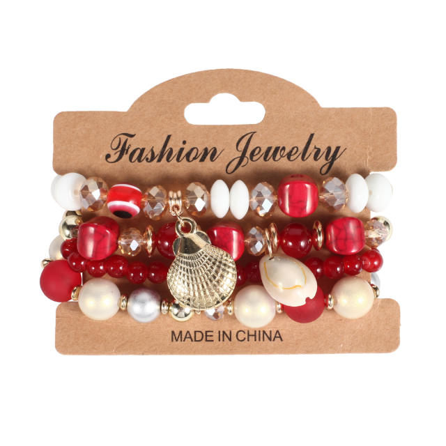 Bohemian shell pendant pearl bead bracelet