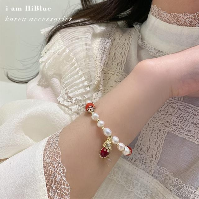 Fengshui pixiu jade natural pearl bracelet