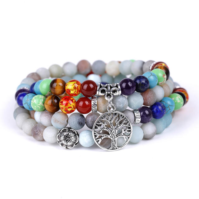 Lucky tree Amazon stone agate chakra bead bracelet