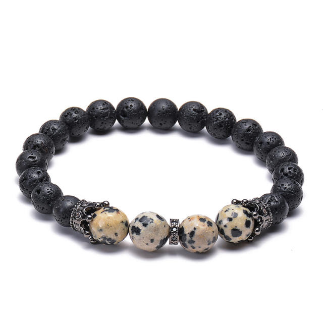 Crown lava turquoise bead bracelet