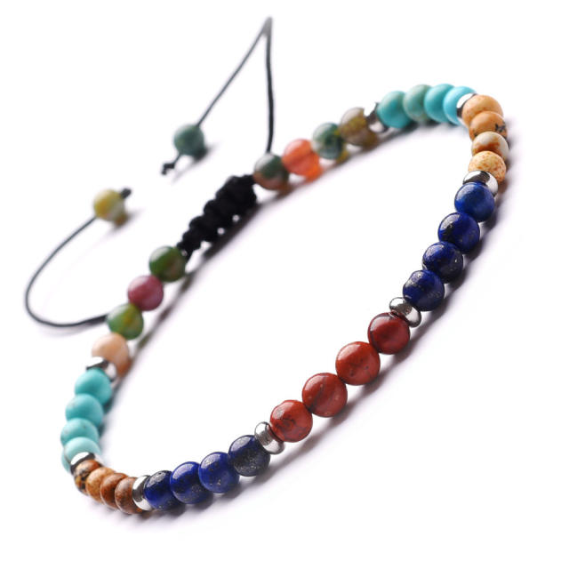 Turquoise Tigereye chakra  bead  bracelet 4mm