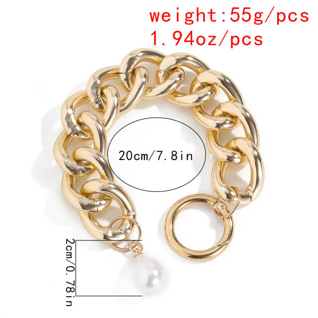 Baroque pearl charm chain bracelet