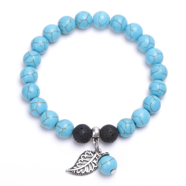 Natural stone lava agate beads bracelet