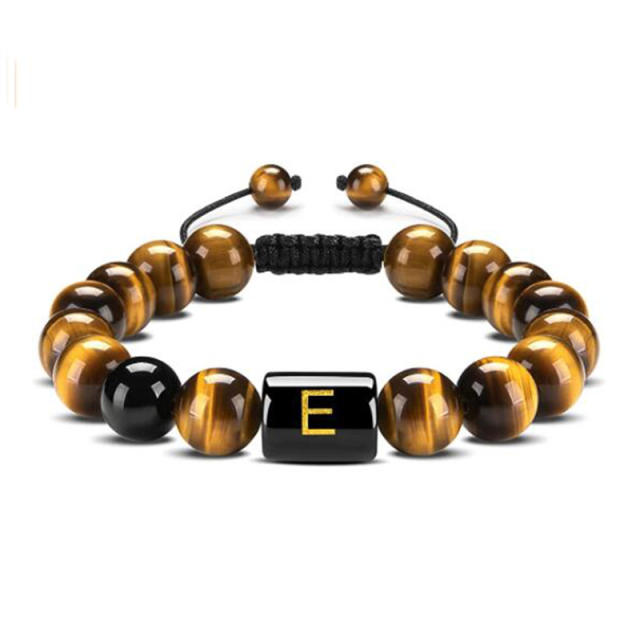 10MM tiger eye stone Initial letter bead bracelet