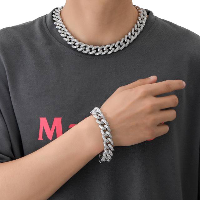 HIPHOP cubic zircon pave setting mens chain bracelet