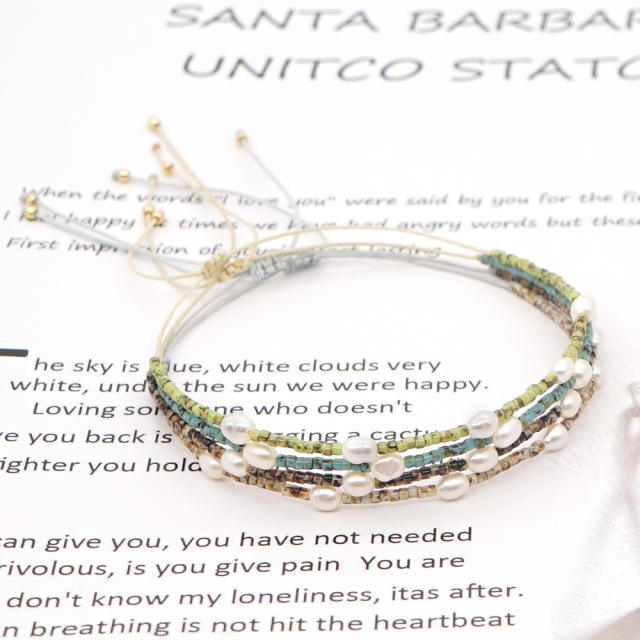 Boho miyuki beads braided pearl bracelet