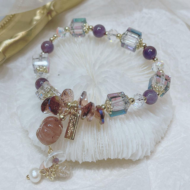 Square crystal beads bracelet for women