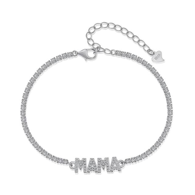 S925 sterling silver MAMA letter tennis chain bracelet