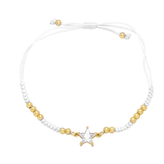Colorful cubic zircon star braided string bracelet