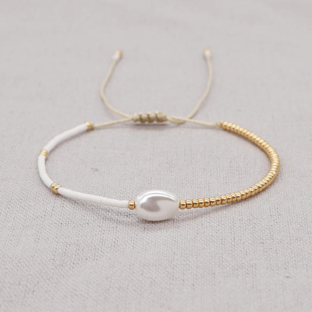Miyuki beads pearl dainty bracelet