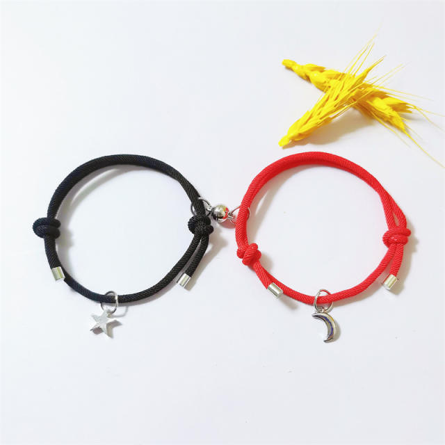 Simple star Moon magnet suction couple bracelet hand-woven adjustable carrying strap