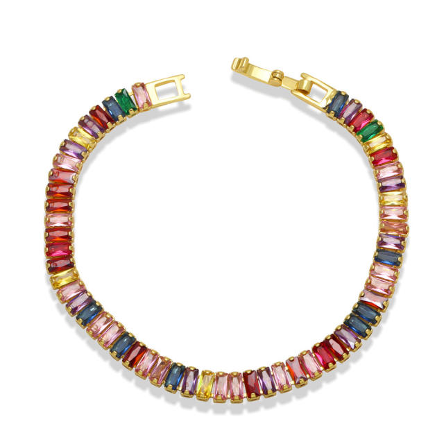 Color cubic zircon tennis bracelet