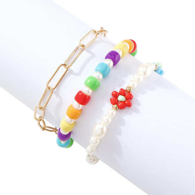 Pearl resin bracelet set