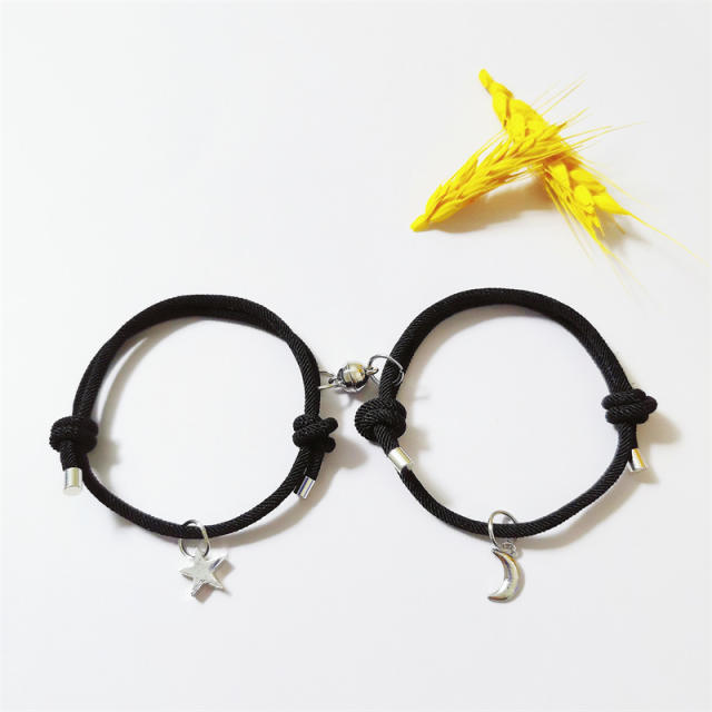Simple star Moon magnet suction couple bracelet hand-woven adjustable carrying strap