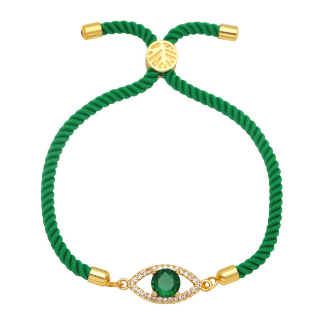 Boho color cz evil eye slide string bracelet