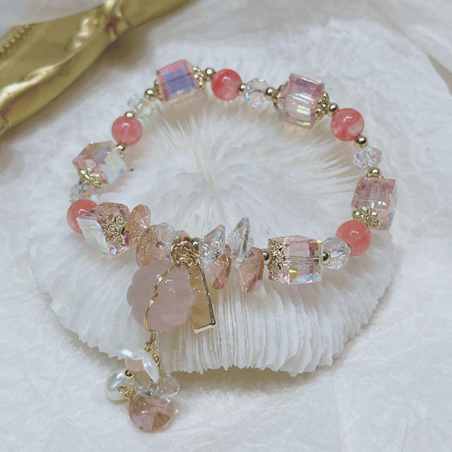 Square crystal beads bracelet for women
