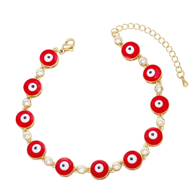 Enamel evil eye bracelet