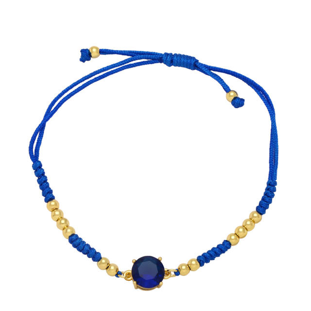 Boho colorful round cubic zircon braided string bracelet