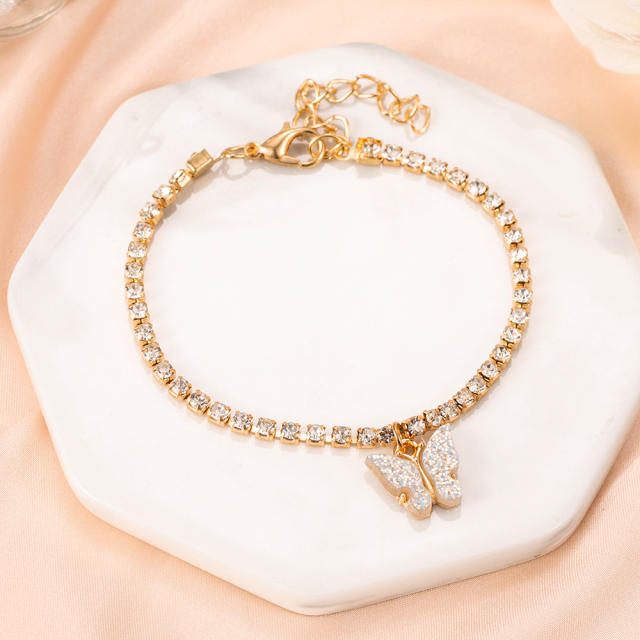 INS tennis chain butterfly charm bracelet