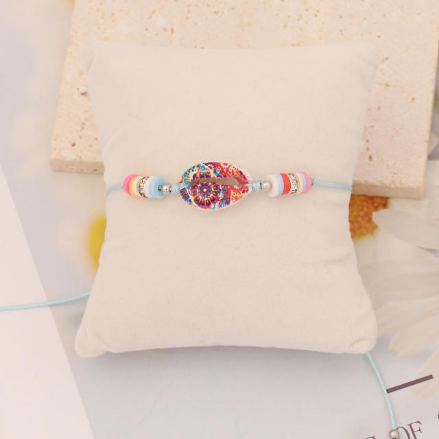 Boho heishi beads seed beads butterfly shell braided bracelet