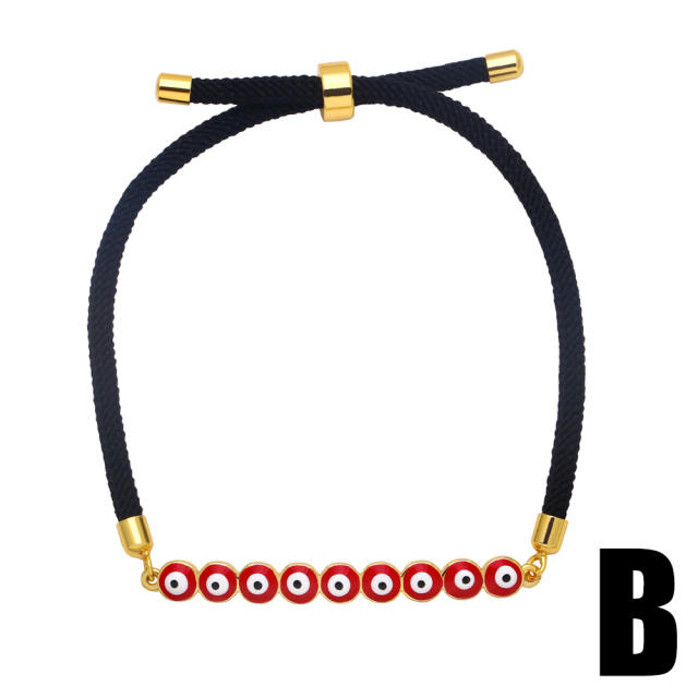 Enamel evil eye colorful string bracelet