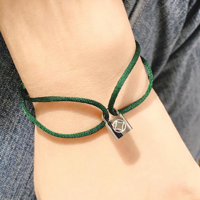 Padlock stainless steel color string bracelet