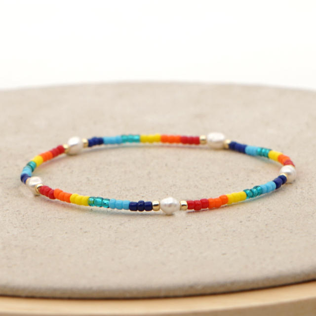 Baroque pearl seed beads bracelet