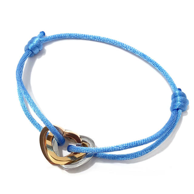 Stainless steel heart color string bracelet