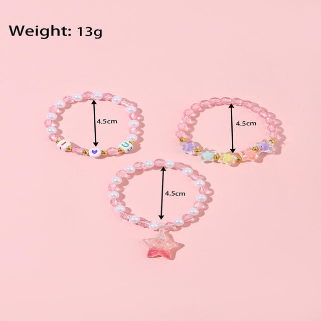 Sweet star color beads bracelet set for kids