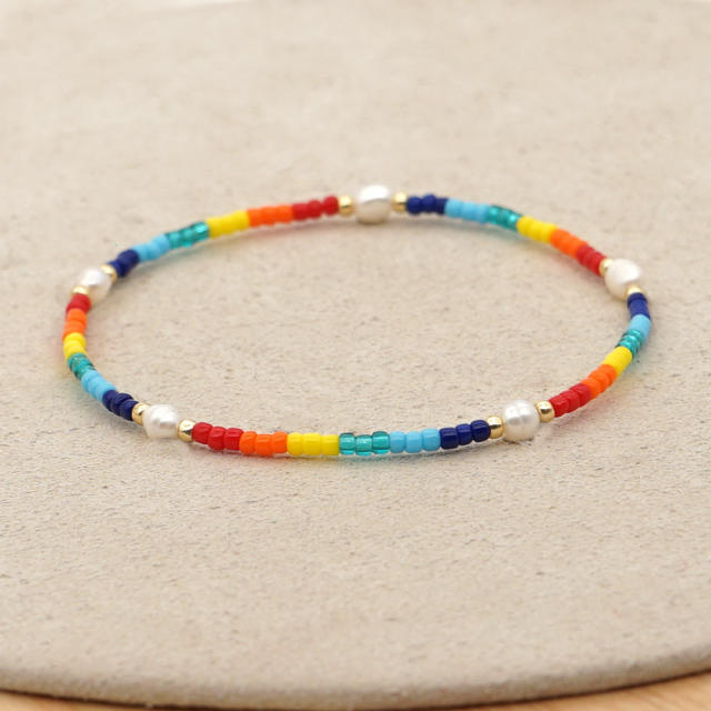 Baroque pearl seed beads bracelet