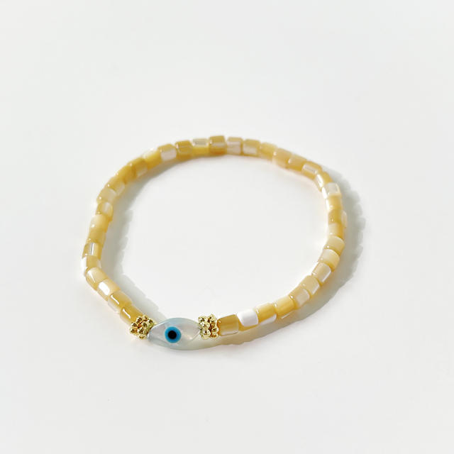 Color shell beads 18KG evil eye boho bracelet
