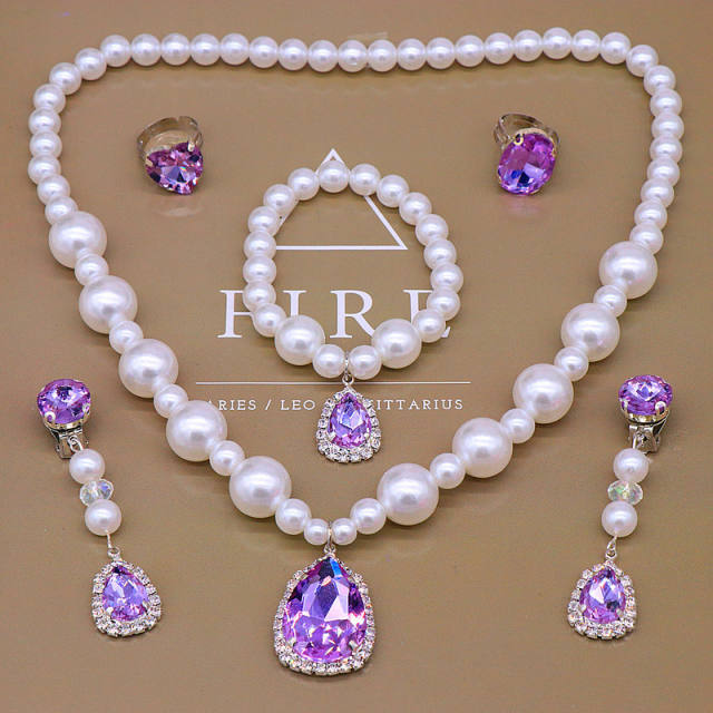 Faux pearl drop pendant jewelry set for kids