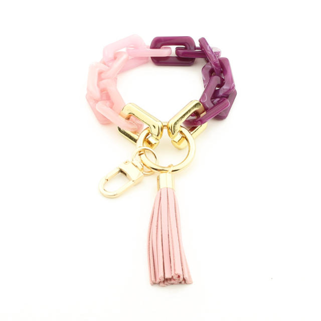 Chain link bracelet tassel keychain